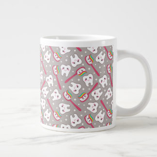 Caneca De Café Grande Padrão de Dentes do Arco-Íris