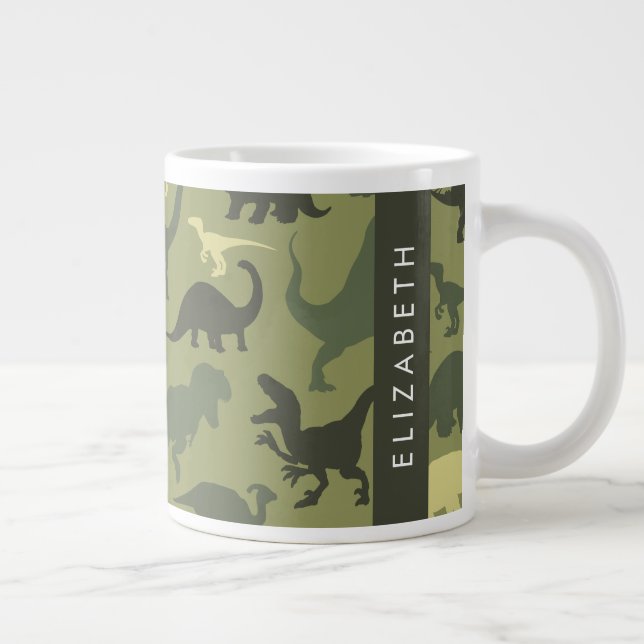Caneca De Café Grande Padrão De Dinossauro, Silhueta De Dinossauro, Seu  (Direita)
