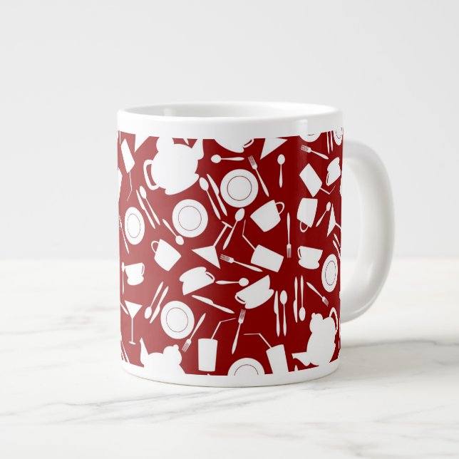 Caneca De Café Grande Padrão de Elementos para Cozinha (Frente Esquerda)