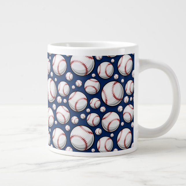 Caneca De Café Grande Padrão de Esporte de Baseball (Direita)