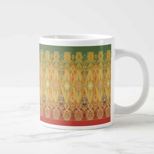 Caneca De Café Grande Padrão de Estêncil de Louis Sullivan Truss Frieze (Direita)