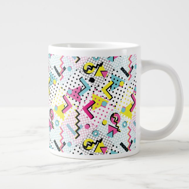 Caneca De Café Grande Padrão de Estilo de Memphis Pós-moderno (Direita)