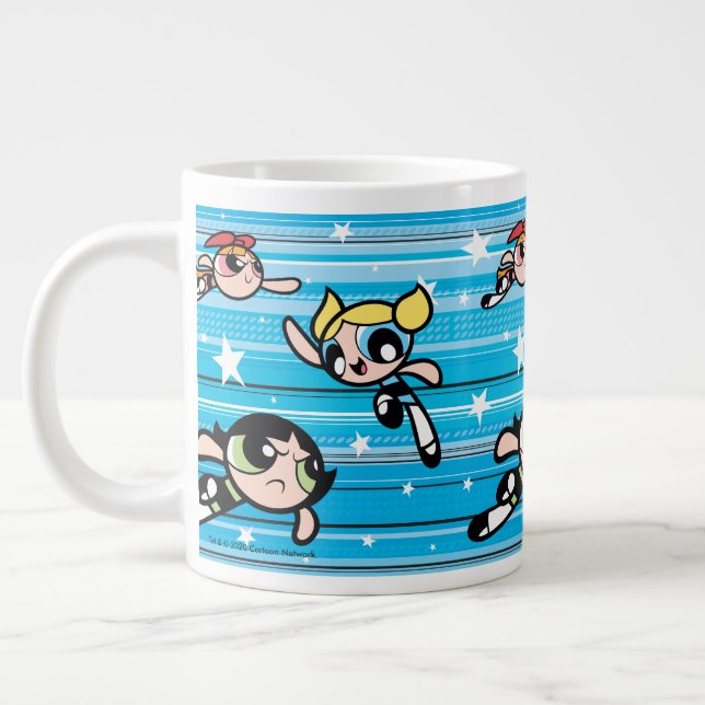 Caneca De Café Grande Padrão de Estrela de Raparigas Powerpuff (Esquerda)