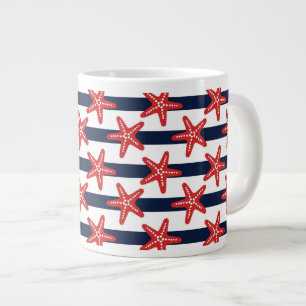 Caneca De Café Grande Padrão De Estrelas E Listras