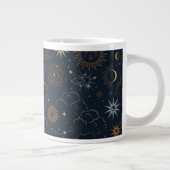 Caneca De Café Grande Padrão de estrelas e planetas (Direita)