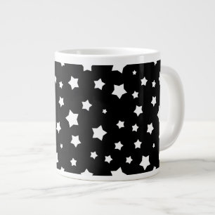 Caneca De Café Grande Padrão de estrelas pretas e brancas