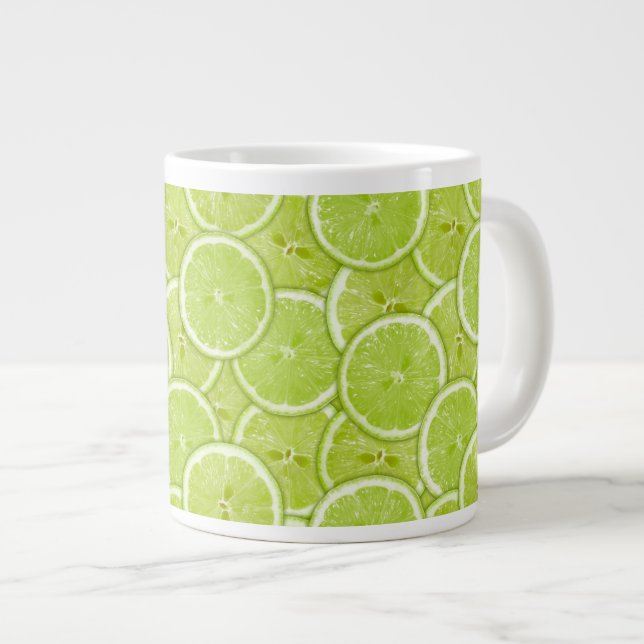 Caneca De Café Grande Padrão De Fatias De Limão Verde (Frente Esquerda)