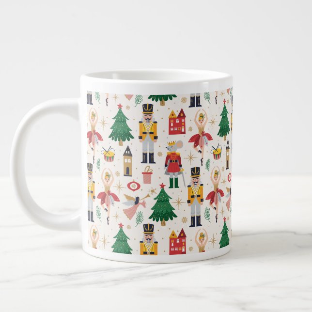 Caneca De Café Grande Padrão de Feriado do Balé Nutcracker (Esquerda)