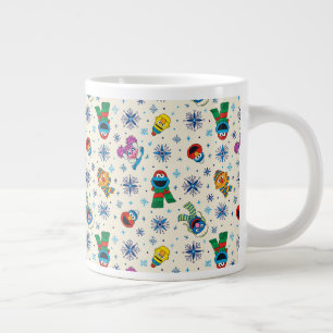 Caneca De Café Grande Padrão de floco de neve de Natal do Sesame Street