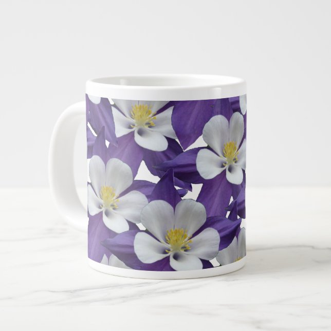 Caneca De Café Grande Padrão de Flor Columbina (Frente Esquerda)