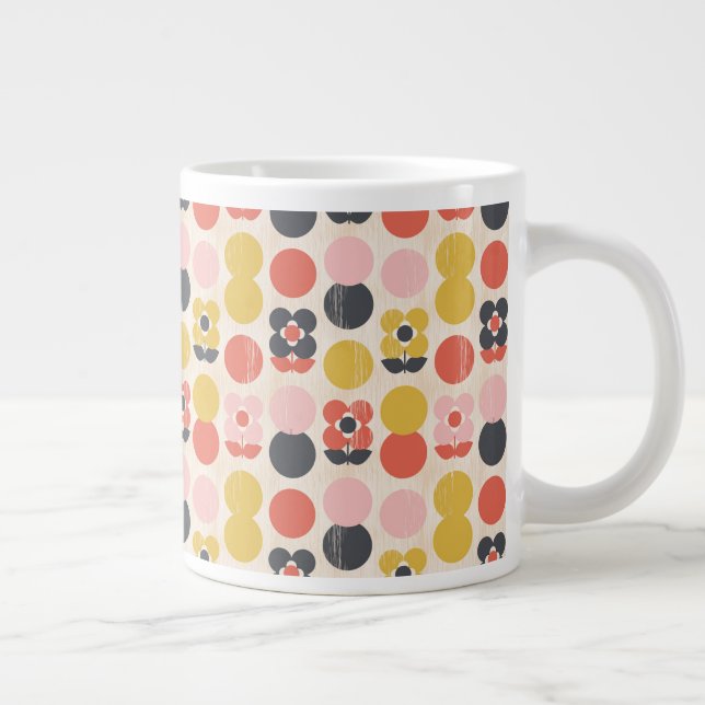 Caneca De Café Grande Padrão de Flor Moderno do Médio Século (Direita)