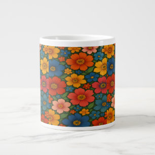 Caneca De Café Grande Padrão de Flor Silvestre Sem Costura Brilhante