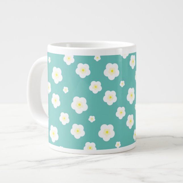 Caneca De Café Grande Padrão de flora amarela gradiente de Primavera aqu (Frente Esquerda)