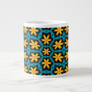 Caneca De Café Grande Padrão de Flores de Abstrato Bonito