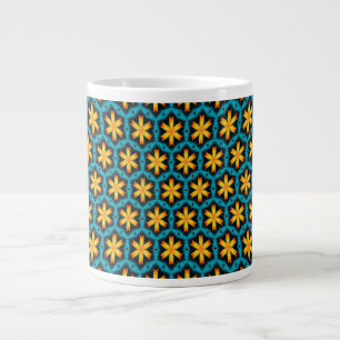 Caneca De Café Grande Padrão de Flores de Abstrato Bonito