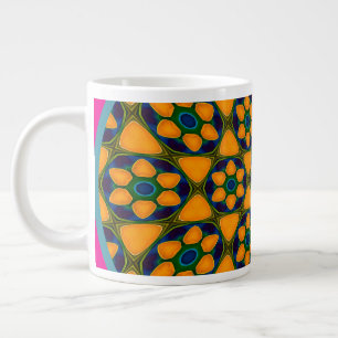 Caneca De Café Grande Padrão de Flores de Abstrato exclusivo