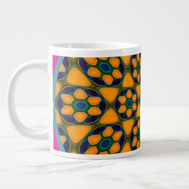 Caneca De Café Grande Padrão de Flores de Abstrato exclusivo (Esquerda)