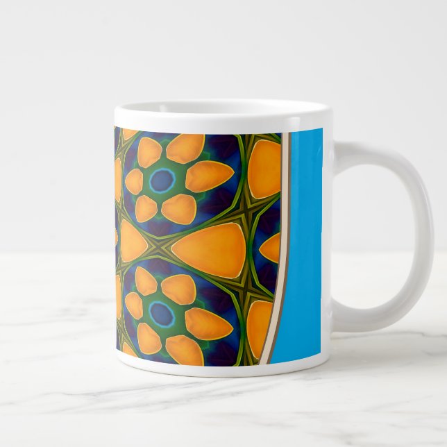 Caneca De Café Grande Padrão de Flores de Abstrato exclusivo (Direita)