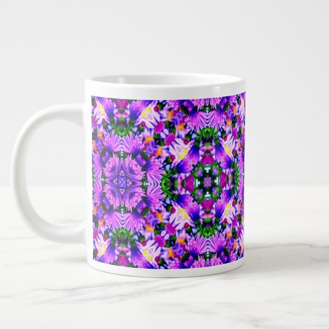 Caneca De Café Grande Padrão de flores de erva perfumante. (Esquerda)