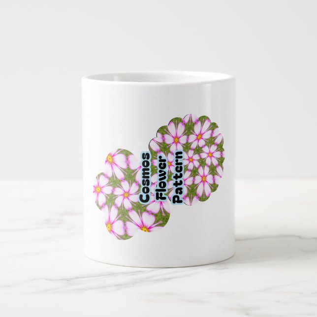 Caneca De Café Grande Padrão de Flores do Cosmos (Frente)