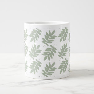 Caneca De Café Grande Padrão de Folha de Idoso Verde+Branco