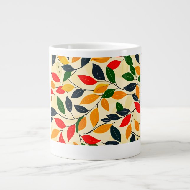 Caneca De Café Grande Padrão de Folha de outono (Frente)