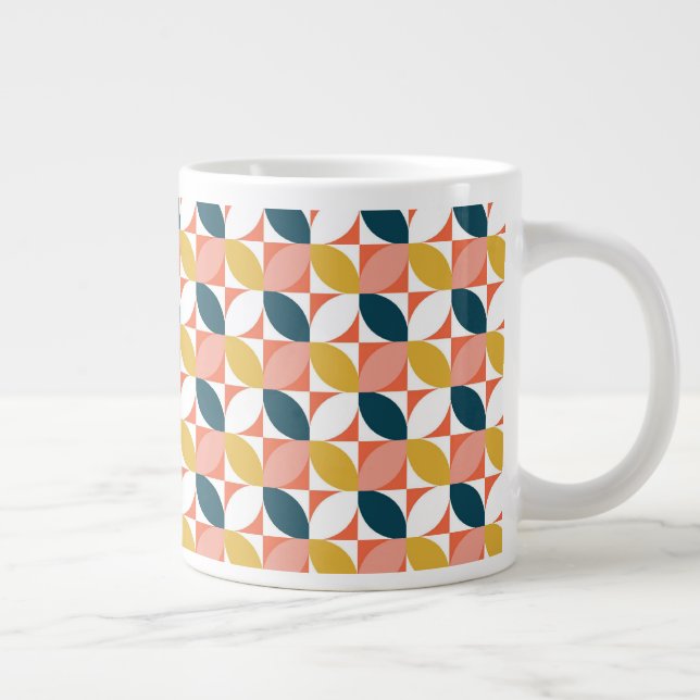Caneca De Café Grande Padrão de Folha Moderna do Médio Século (Direita)
