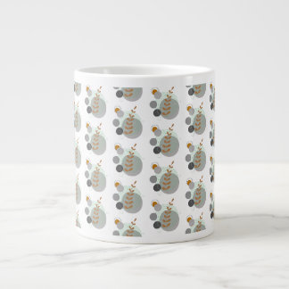 Caneca De Café Grande Padrão de Folha Retro