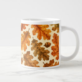Caneca De Café Grande Padrão de Folhas de Carvalho Outonal | Estética da