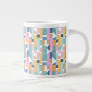 Caneca De Café Grande Padrão de Forma de Aquarela Abstrato