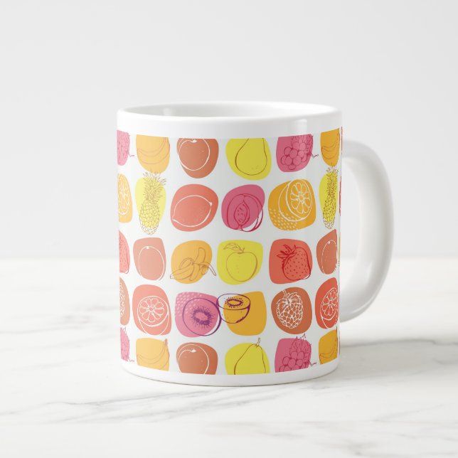 Caneca De Café Grande Padrão de Fruta (Frente Esquerda)