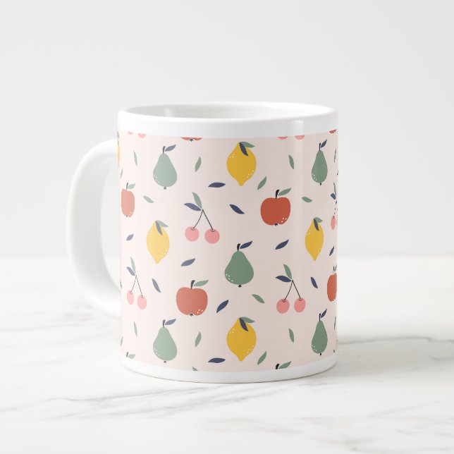 Caneca De Café Grande Padrão de Fruta cômoda (Frente Esquerda)