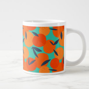 Caneca De Café Grande Padrão de Fruta laranja abstrato