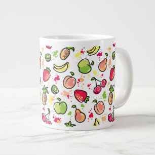 Caneca De Café Grande padrão de frutas desenhadas à mão