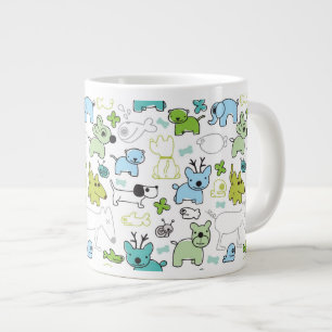 Caneca De Café Grande padrão de fundo animal das crianças