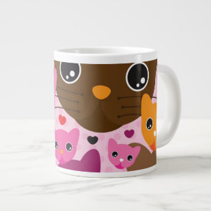 Caneca De Café Grande padrão de fundo do gatinho fofinho