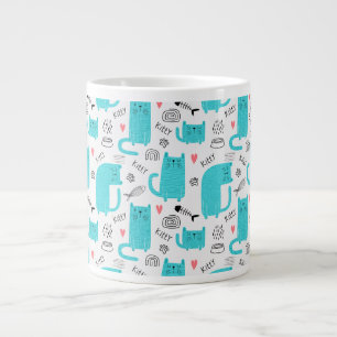 Caneca De Café Grande Padrão de Gato Bonito