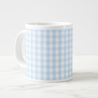 Caneca De Café Grande Padrão de gingham azul claro