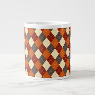 Caneca De Café Grande Padrão de Gingham de outono