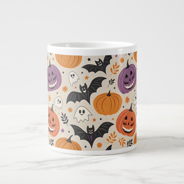 Caneca De Café Grande Padrão de Halloween e outono (Frente)