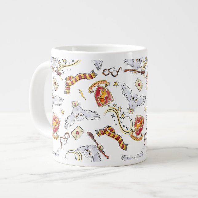 Caneca De Café Grande Padrão de Hedwig GRYFFINDOR™ com Aquarela (Frente Esquerda)