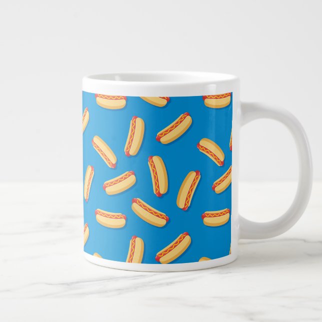 Caneca De Café Grande Padrão de Hotdog de Comida Rápida (Direita)