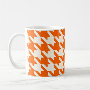 Caneca De Café Grande padrão de houndstooth, Sumo Laranja e Branc