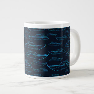 Caneca De Café Grande Padrão de iate azul