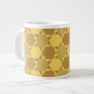 Caneca De Café Grande Padrão de Ilusão Óptica de Estrela Marrom de Areia