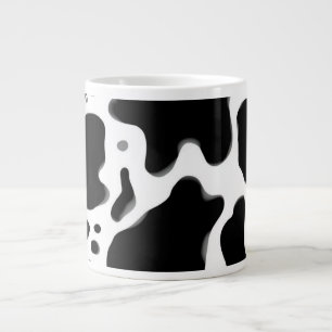 Caneca De Café Grande Padrão de Impressão de Vaca Preto e Branco   Anima
