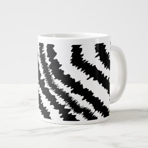 Caneca De Café Grande Padrão de Impressão de Zebra Negra.