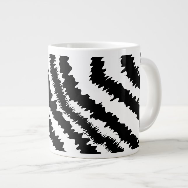 Caneca De Café Grande Padrão de Impressão de Zebra Negra. (Frente Esquerda)