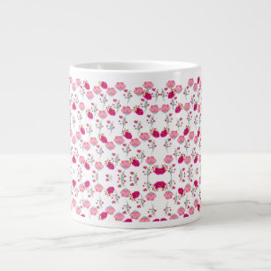 Caneca De Café Grande Padrão de impressão Floral vermelho-rosa-chic
