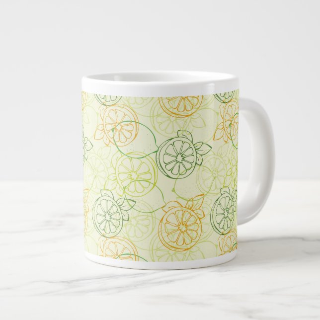 Caneca De Café Grande Padrão de limão (Frente Esquerda)